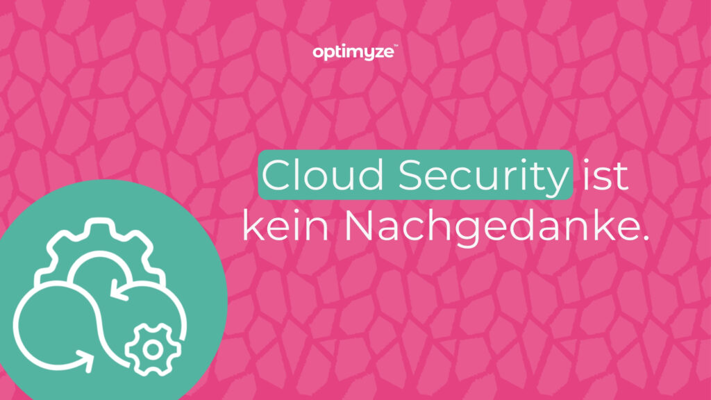 Optimyze Visual: Cloud Security ist kein Nachgedanke – Banner mit Tiger im Linux-Shirt vor violettem Hintergrund.
